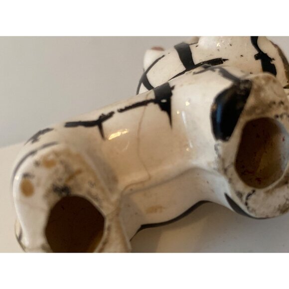 Scottie Terrier Dog Black White Plaid Puppy Porcelain Figurine Vintage - Picture 8 of 9